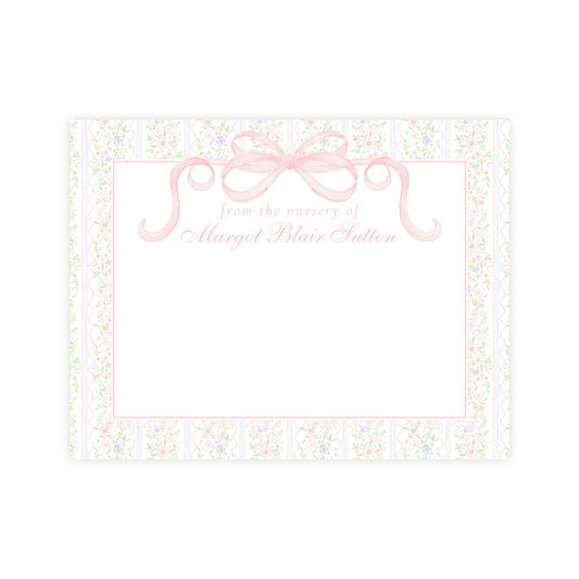 Floral Bow Nursery Stationery