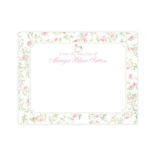 Floral Rocking Horse Nursery Stationery