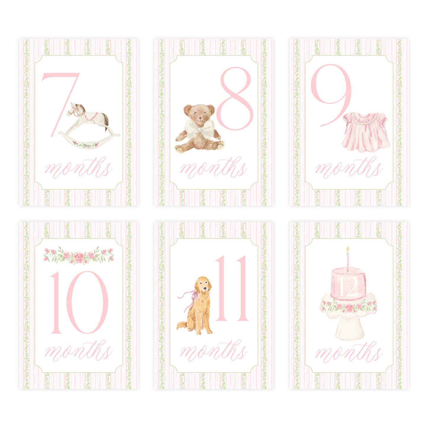 Baby Girl Milestone Cards