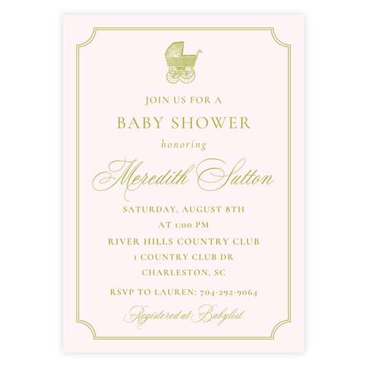 Heirloom Carriage Baby Shower Invitation
