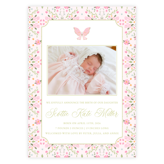 English Garden Birth Announcement