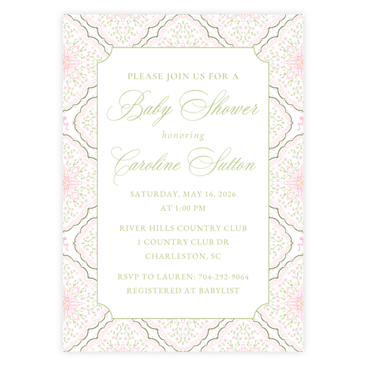Floral Medallion Baby Shower Invitation