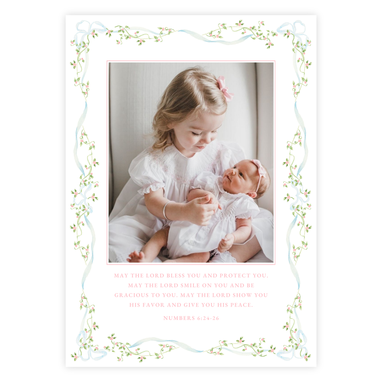 Floral Ribbon Birth Announcement