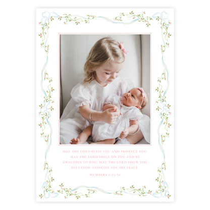 Floral Ribbon Birth Announcement