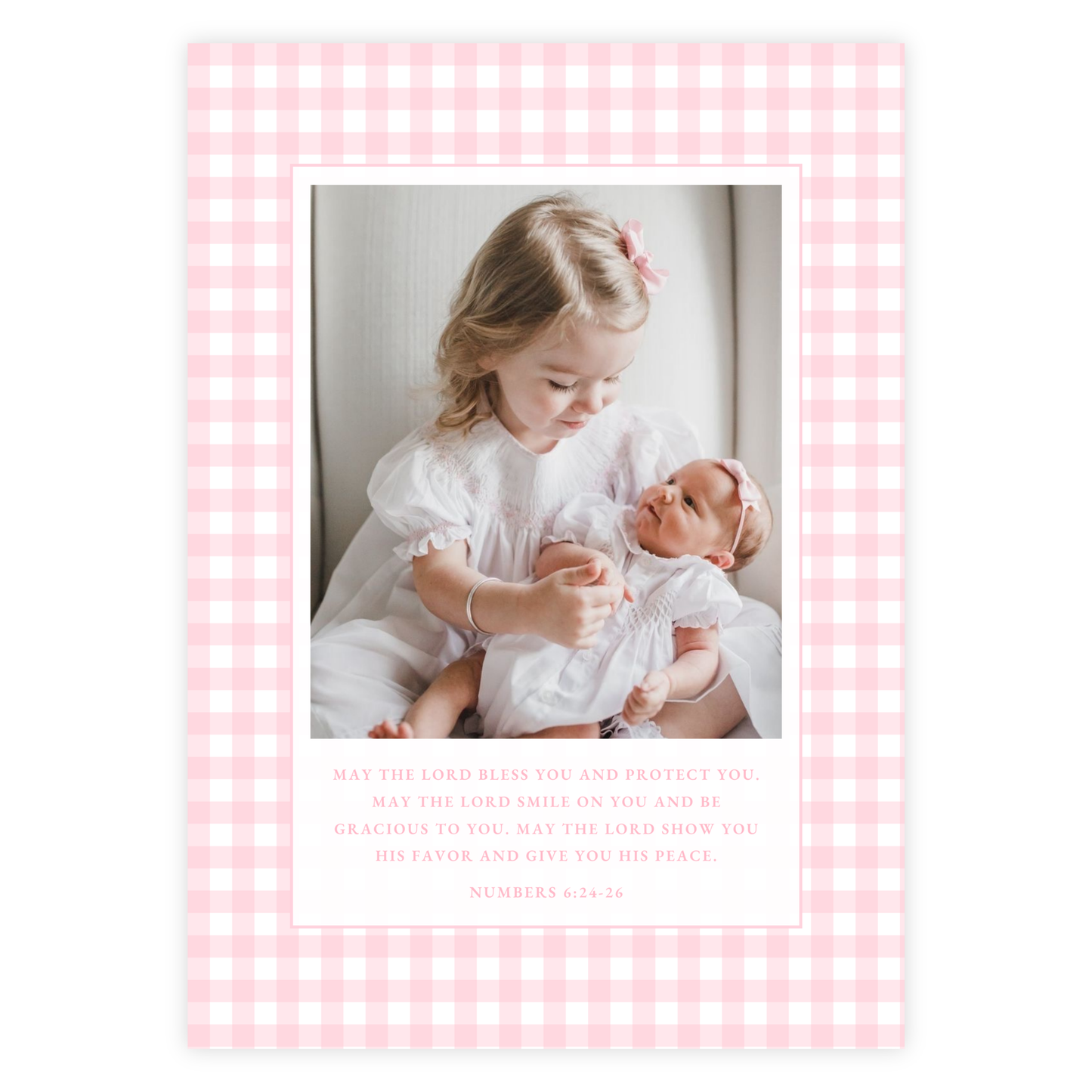 Pink Monogram Birth Announcement