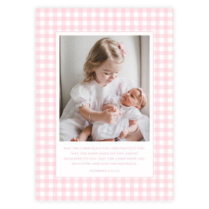 Pink Monogram Birth Announcement