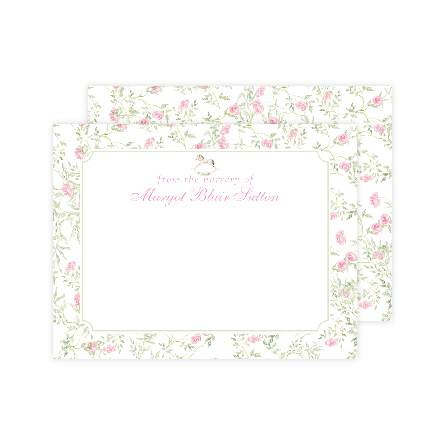 Floral Rocking Horse Nursery Stationery