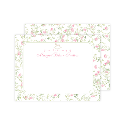 Floral Rocking Horse Nursery Stationery