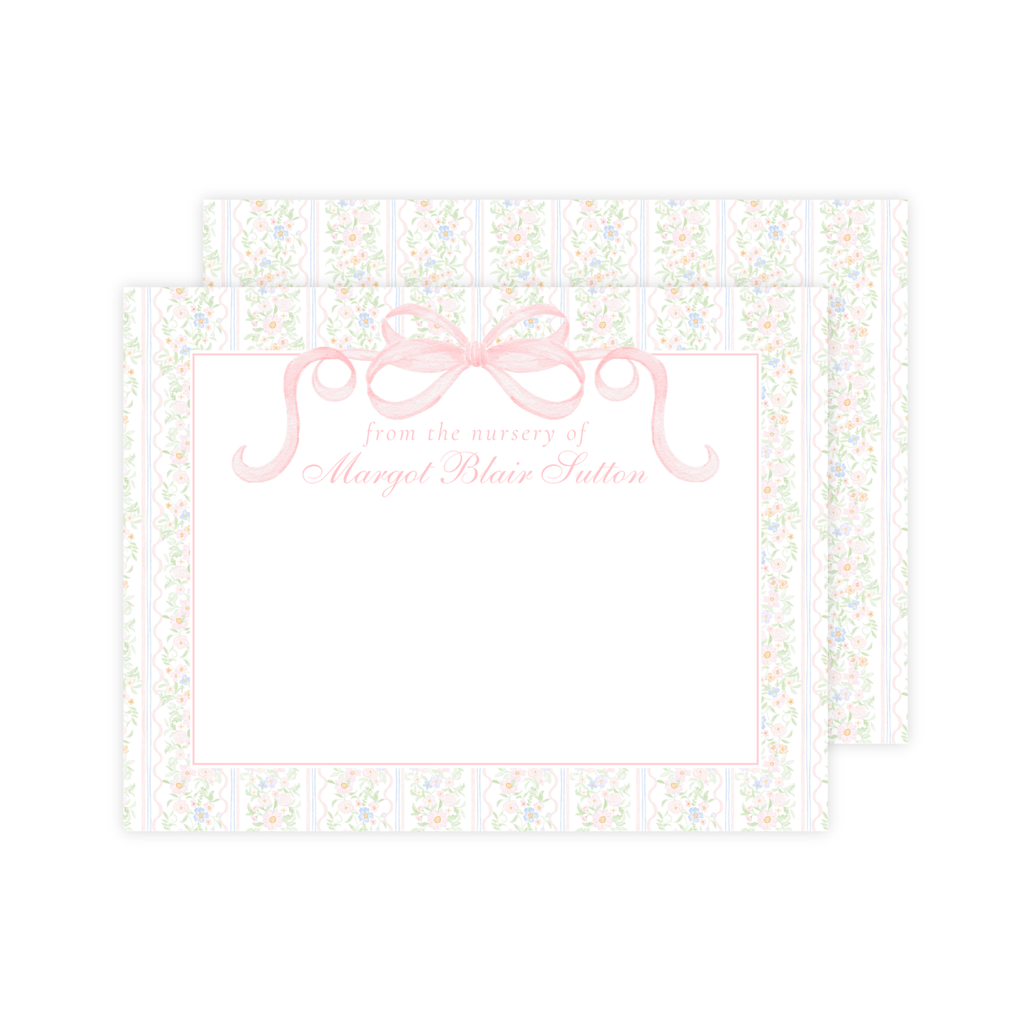 Floral Bow Nursery Stationery