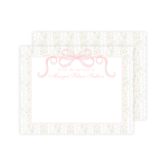 Floral Bow Nursery Stationery