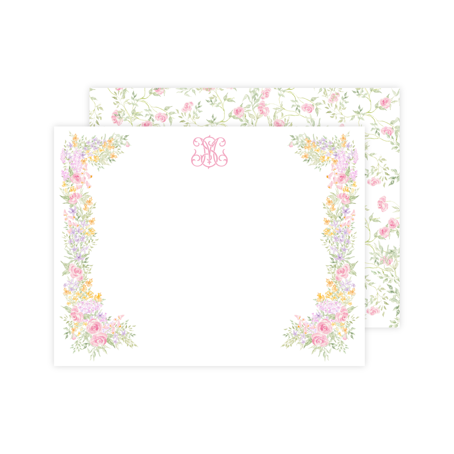 Monogram Watercolor Floral Stationery