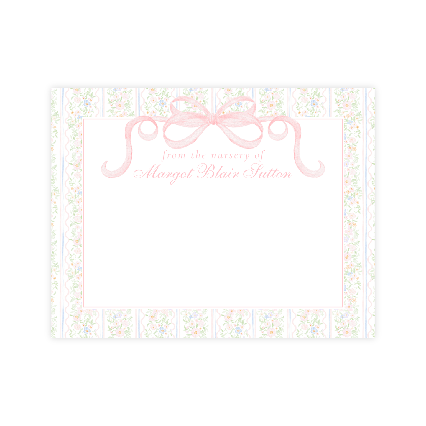 Floral Bow Nursery Stationery