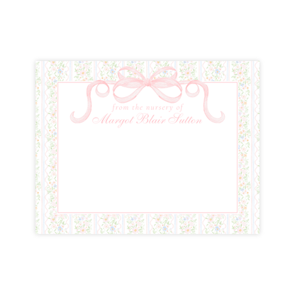 Floral Bow Nursery Stationery