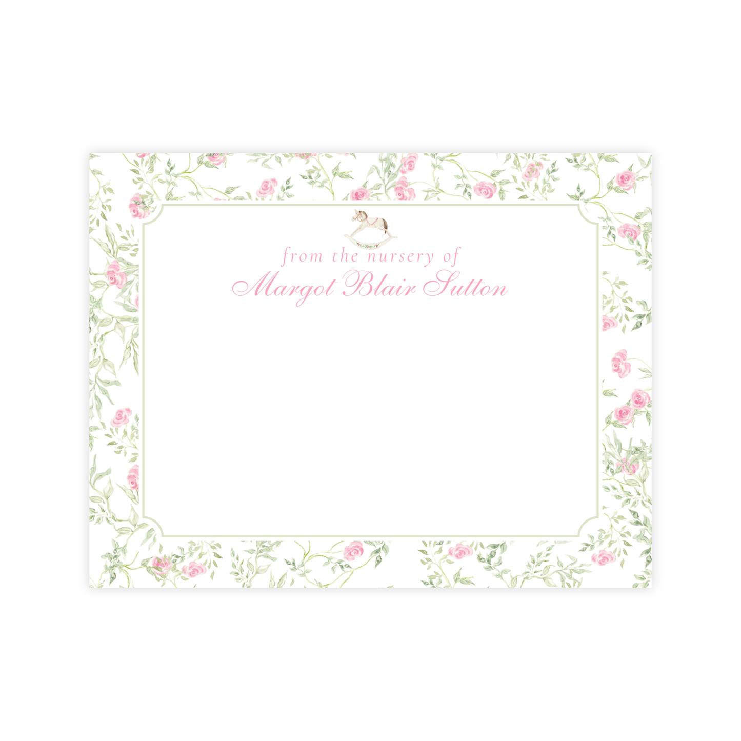 Floral Rocking Horse Nursery Stationery