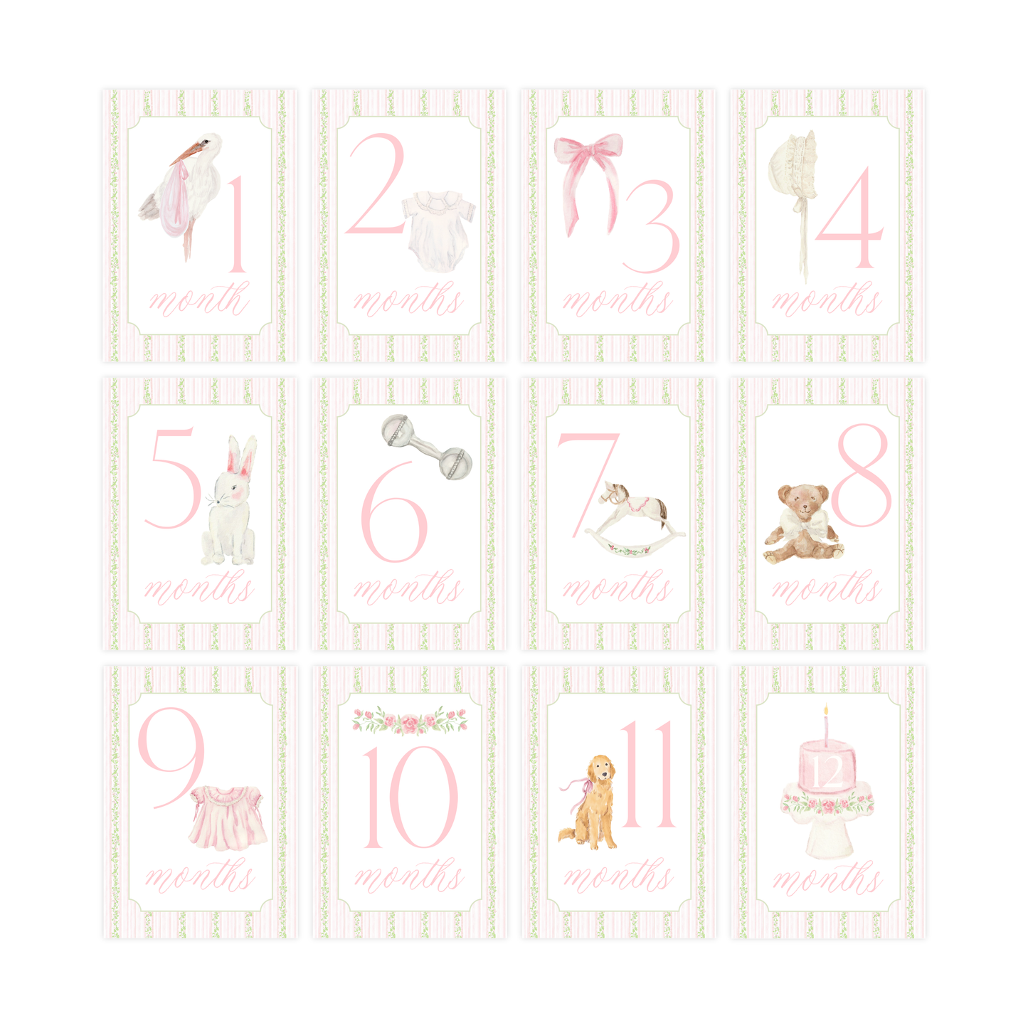 Baby Girl Milestone Cards