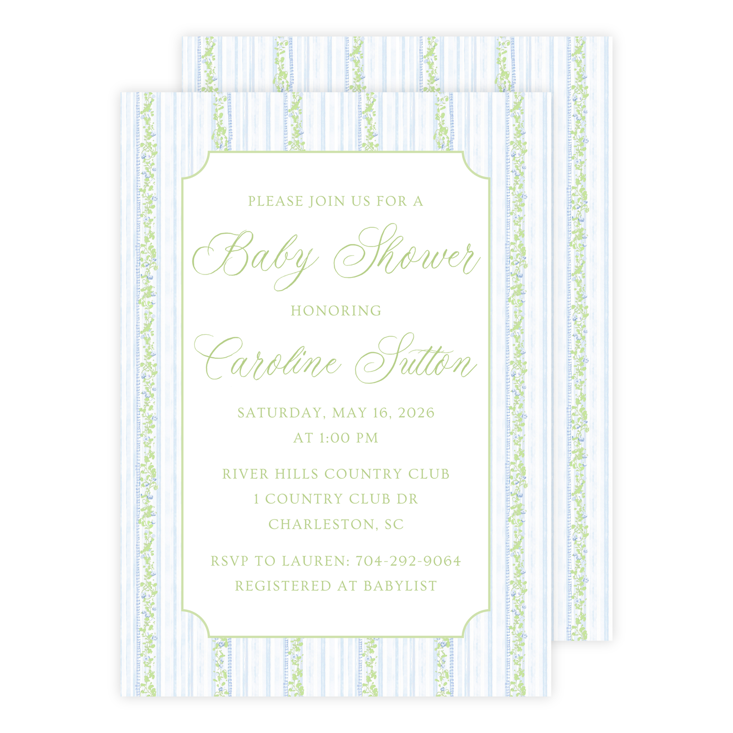 Garden Stripe Baby Shower Invitation