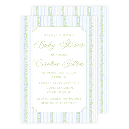 Garden Stripe Baby Shower Invitation