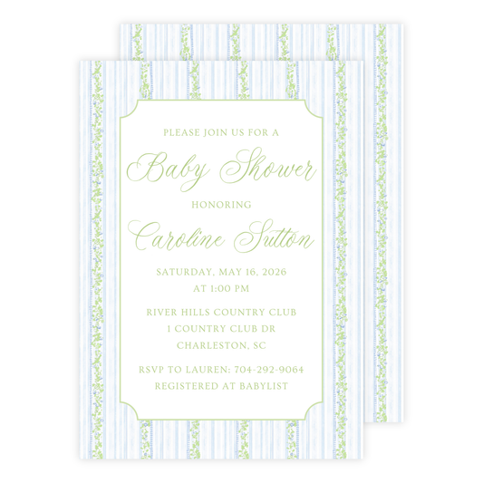 Garden Stripe Baby Shower Invitation