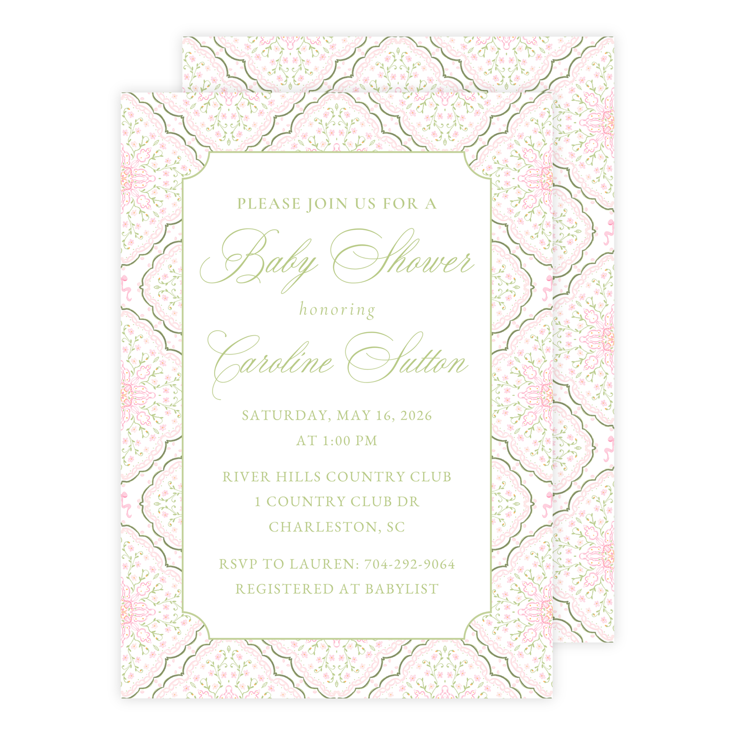 Floral Medallion Baby Shower Invitation