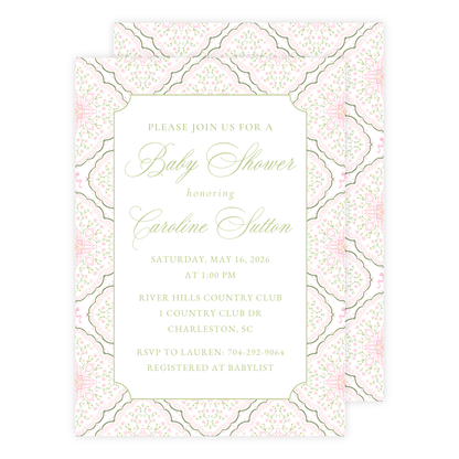 Floral Medallion Baby Shower Invitation