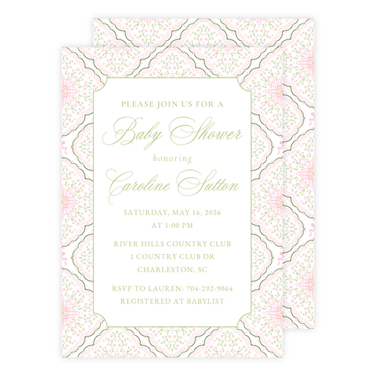 Floral Medallion Baby Shower Invitation