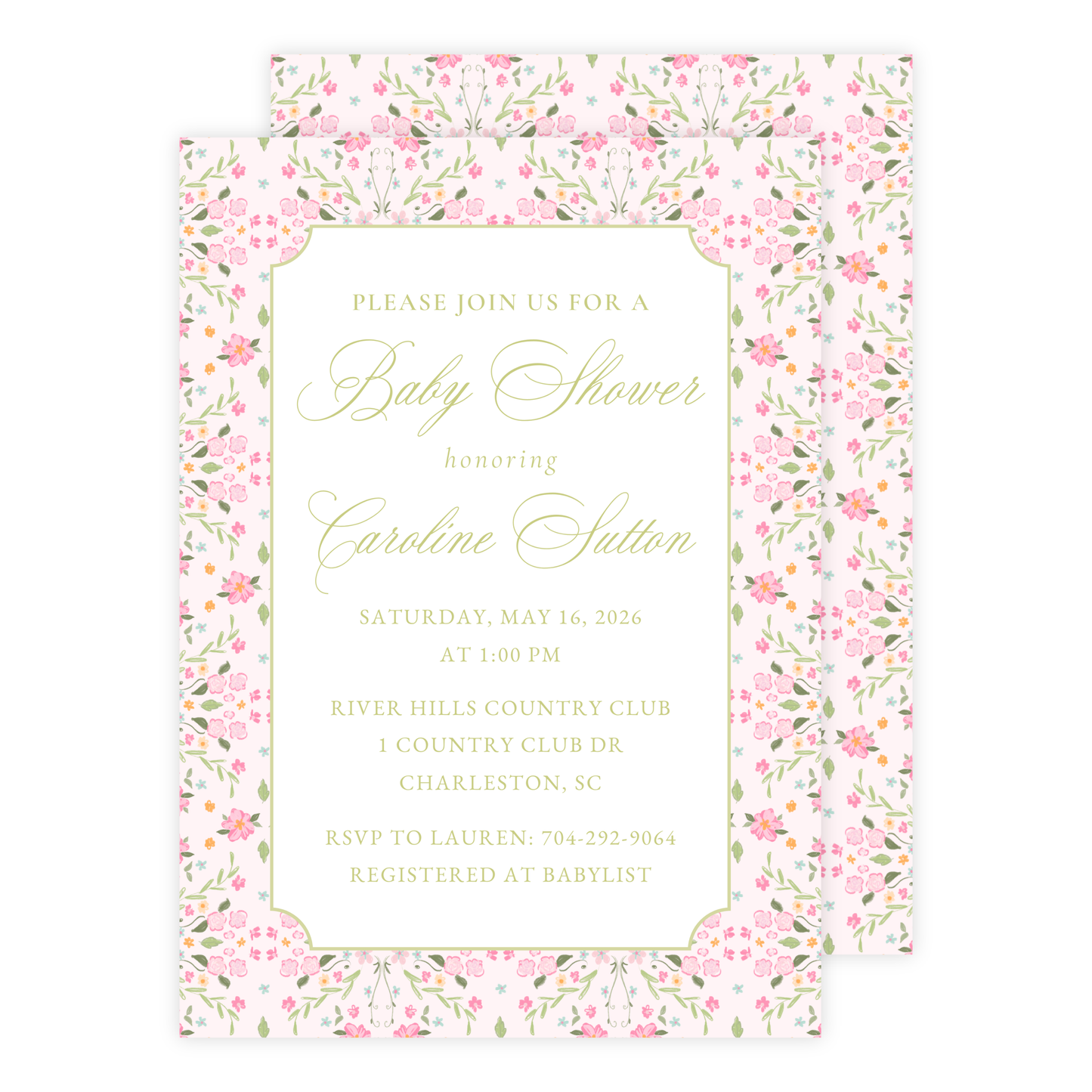 English Garden Baby Shower Invitation