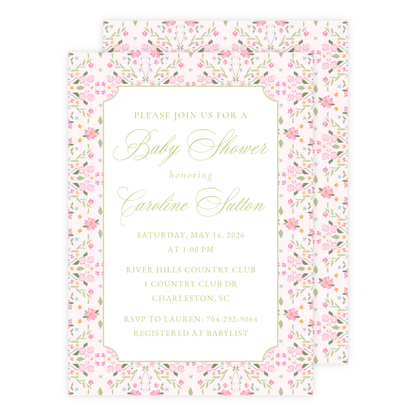 English Garden Baby Shower Invitation