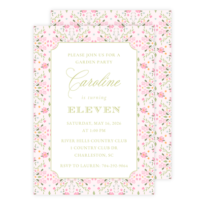 English Garden Birthday Invitation