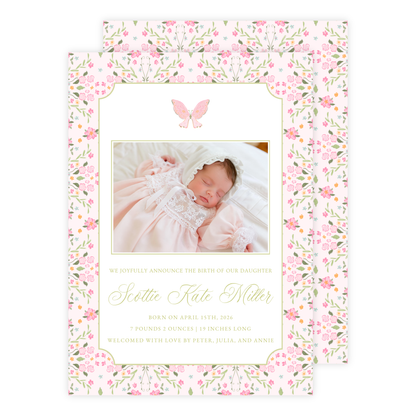 English Garden Birth Announcement