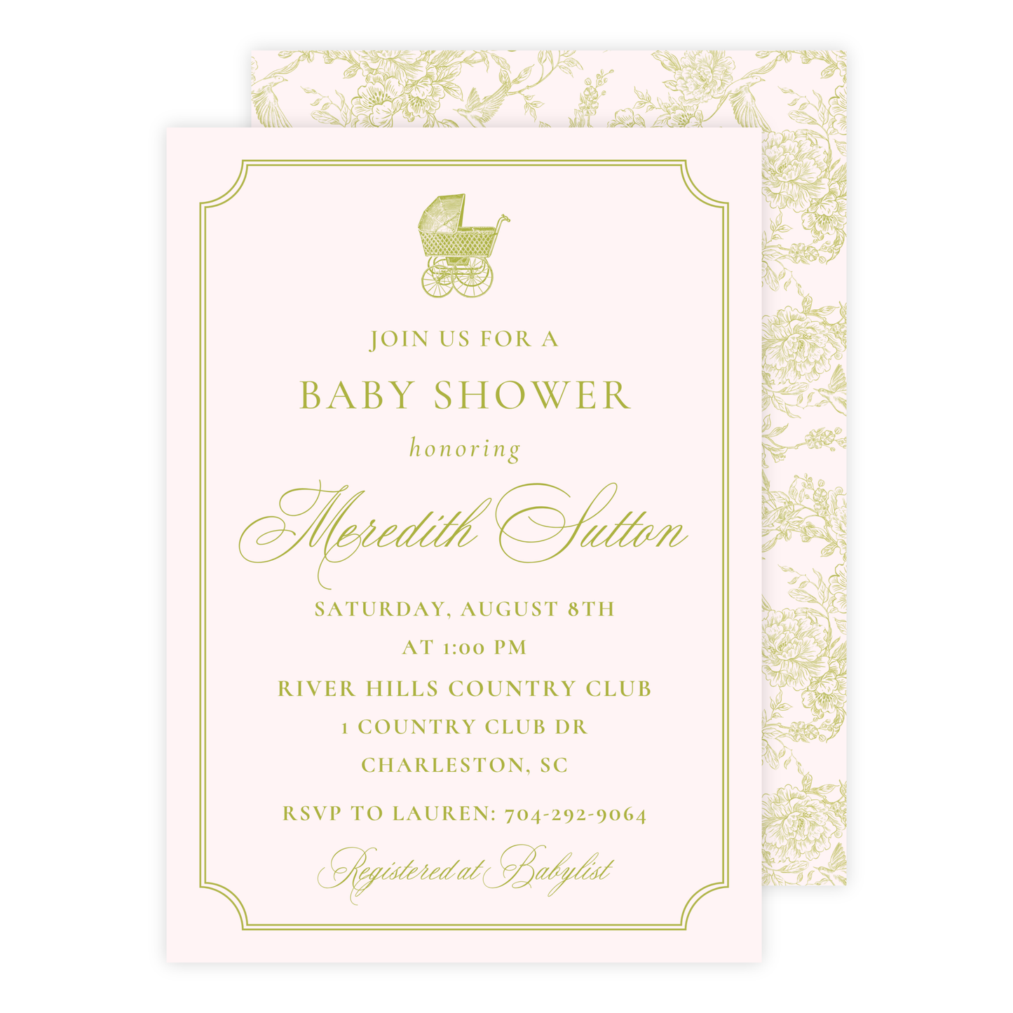 Heirloom Carriage Baby Shower Invitation