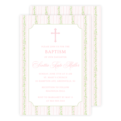 Classic Pink Baptism Invitation
