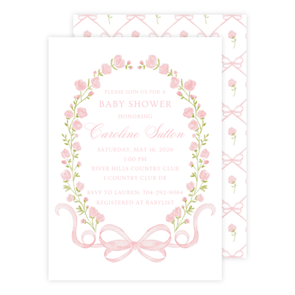 Floral Bow Baby Shower Invitation