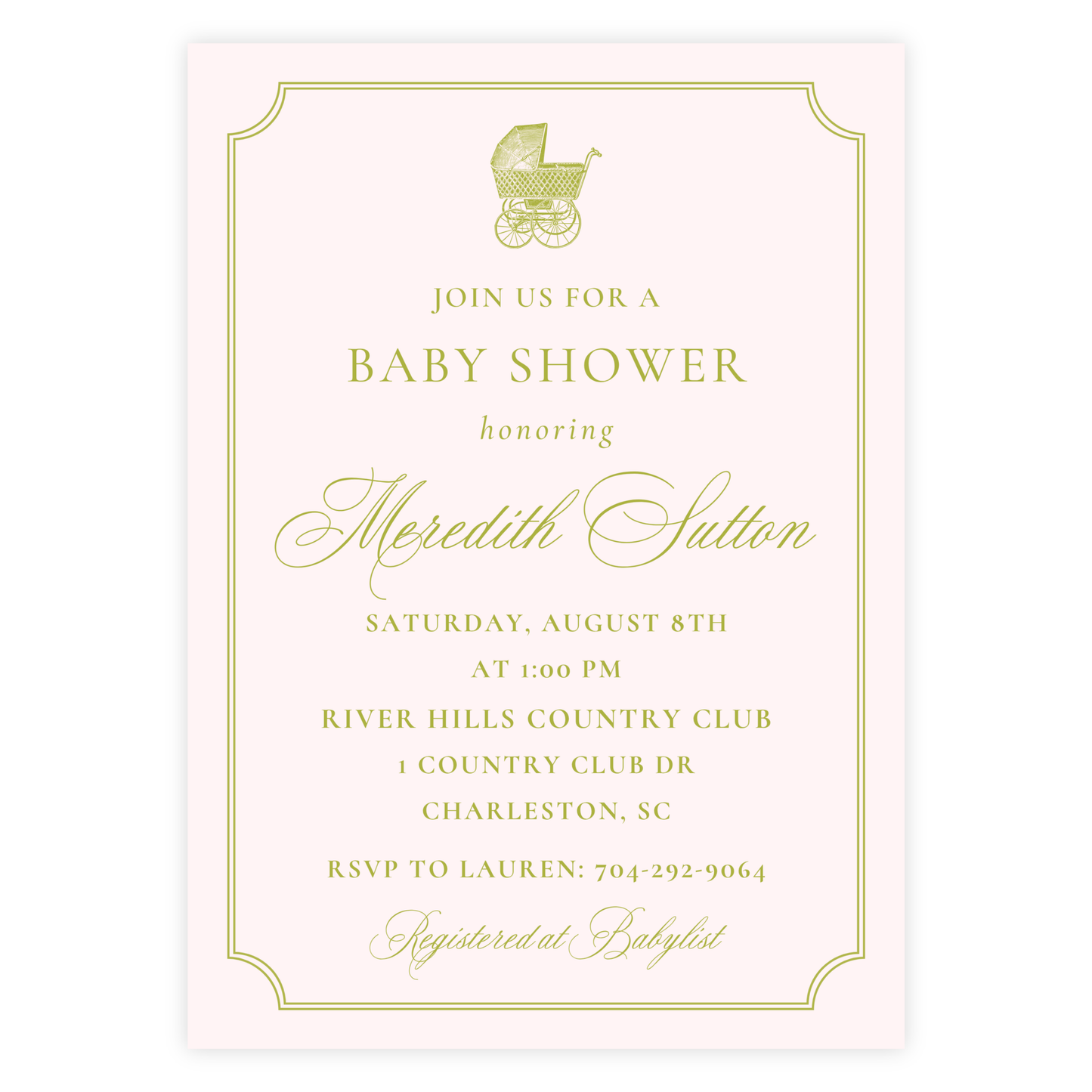 Heirloom Carriage Baby Shower Invitation