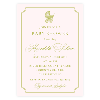 Heirloom Carriage Baby Shower Invitation