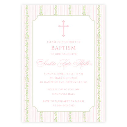 Classic Pink Baptism Invitation