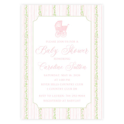 Classic Pink Baby Shower Invitation