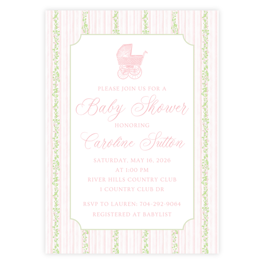 Classic Pink Baby Shower Invitation