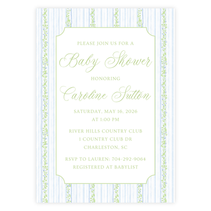 Garden Stripe Baby Shower Invitation