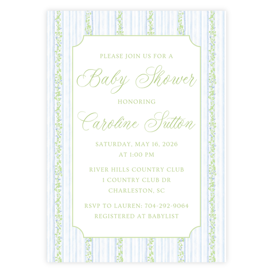 Garden Stripe Baby Shower Invitation