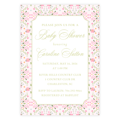 English Garden Baby Shower Invitation