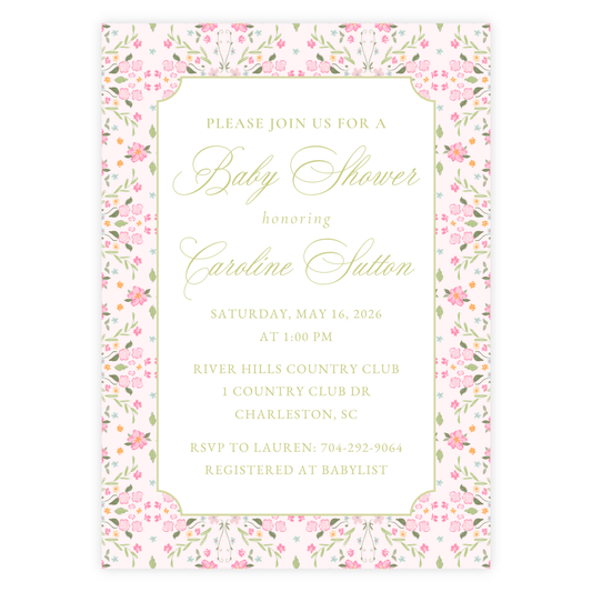 English Garden Baby Shower Invitation