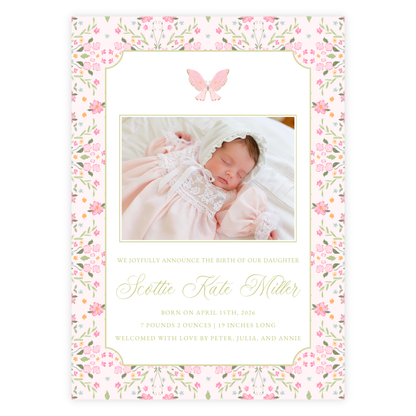English Garden Birth Announcement
