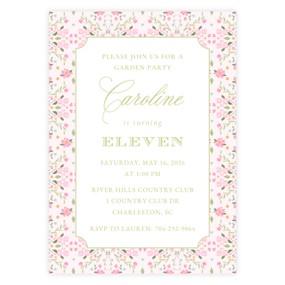 English Garden Birthday Invitation