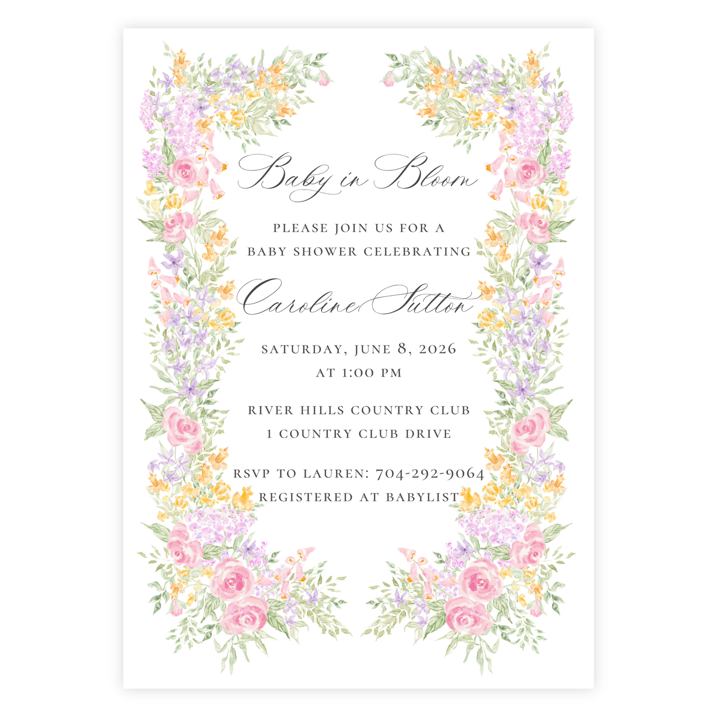 Baby in Bloom Baby Shower Invitation