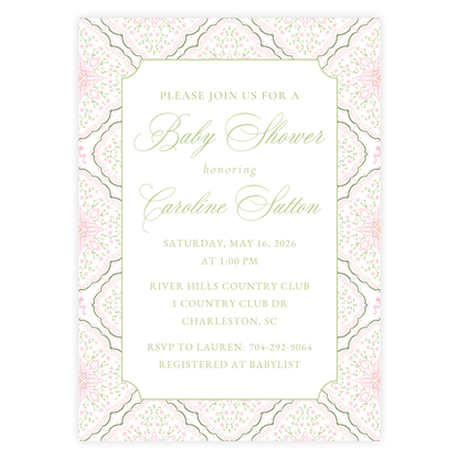 Floral Medallion Baby Shower Invitation